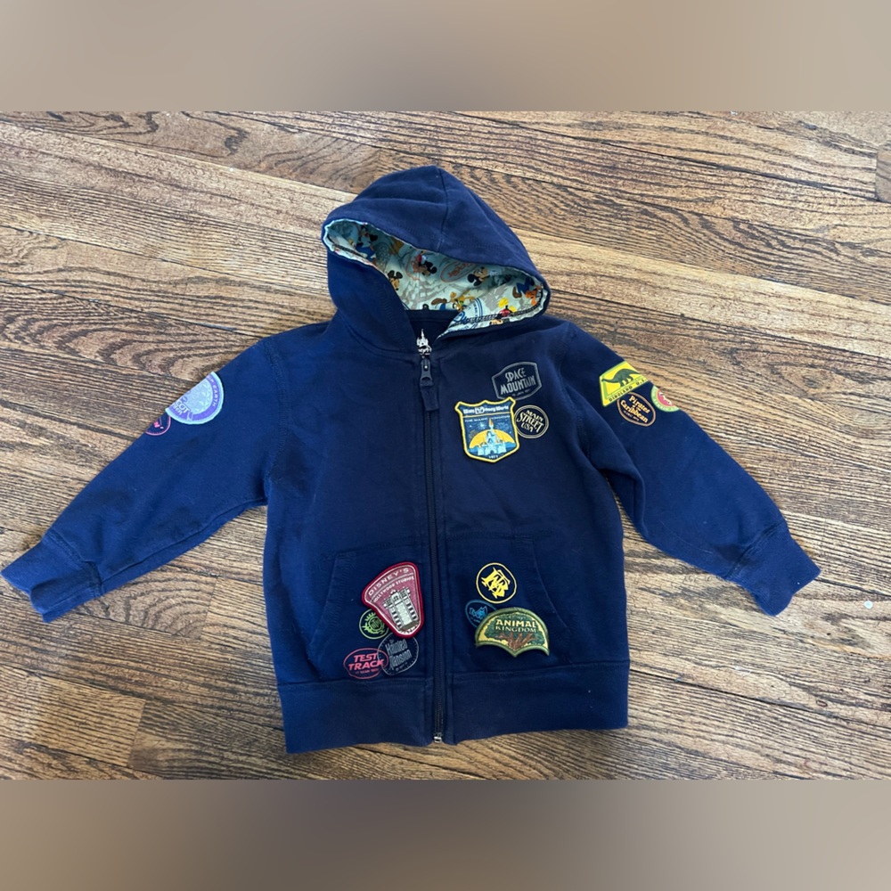 Disney Walt Disney‎ World Parks Patchwork Zip Up Hoodie Sweatshirt Size XXS 4